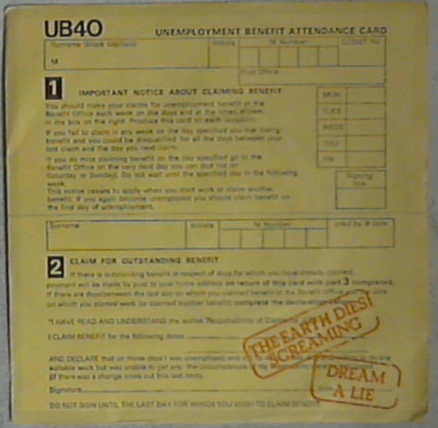 45 giri - 7'' - UB40 - The Earth Dies Screaming / Dream A Lie
