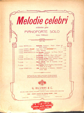 Melodie Celebri  Per Pianoforte Solo Boito