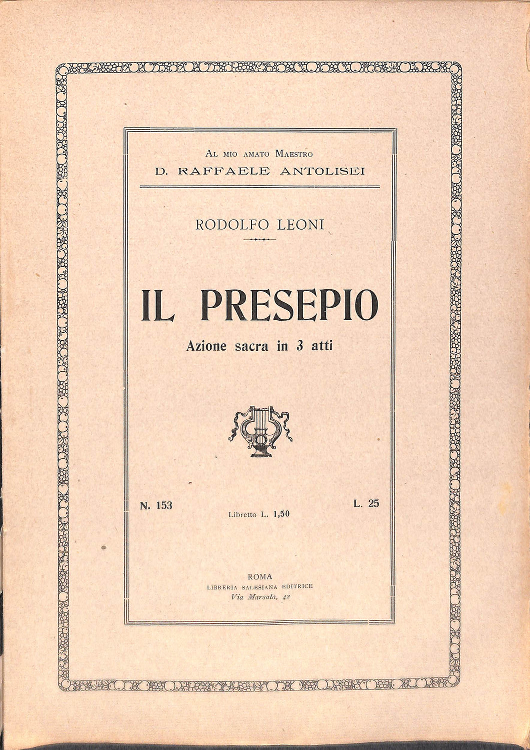 Spartito - Rodolfo Leoni Il Presep Azione Sacra In 3 Atti