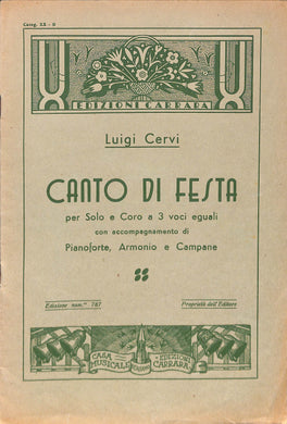 Spartito - Luigi Cervi Canto Di Festa