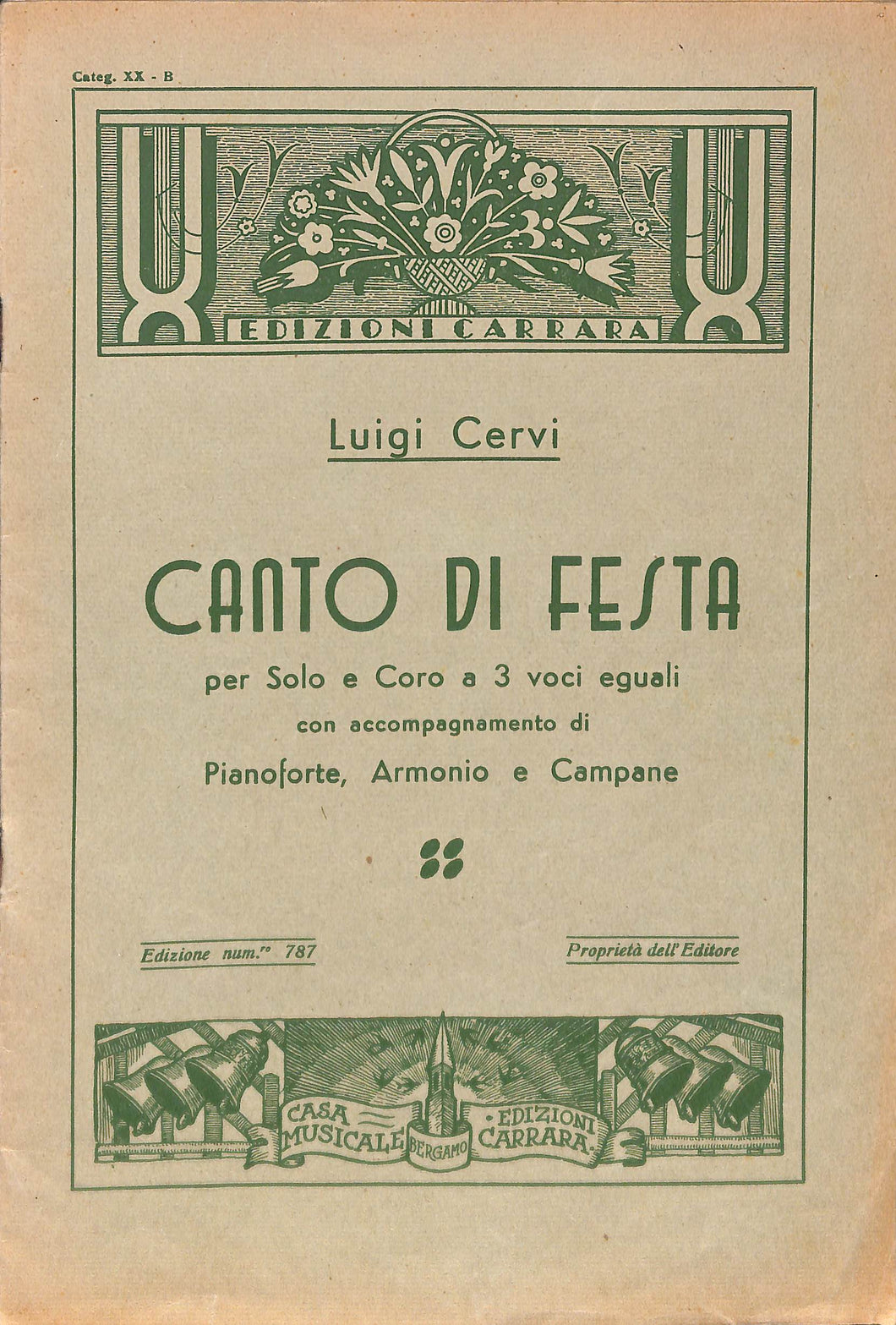 Spartito - Luigi Cervi Canto Di Festa