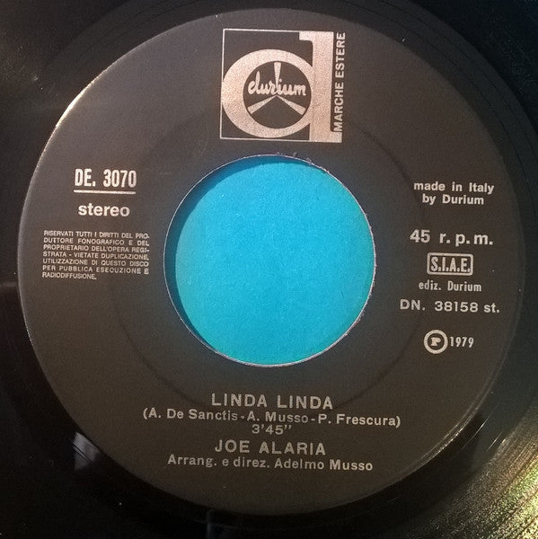 Joe Alaria Reward For Linda Linda Vinile 45 Giri Disco Durium 1979 Stampa Italiana