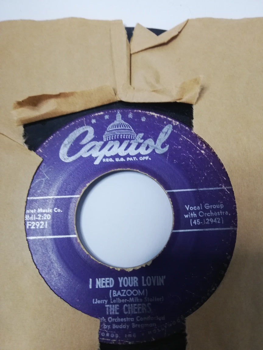 The Cheers  I Need Your Lovin' Bazoom  Arivederci  45 Giri