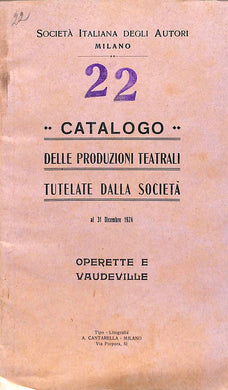 CATALOGO TEATRO 1925 OPERETTE E VAUDEVILLE (1925)