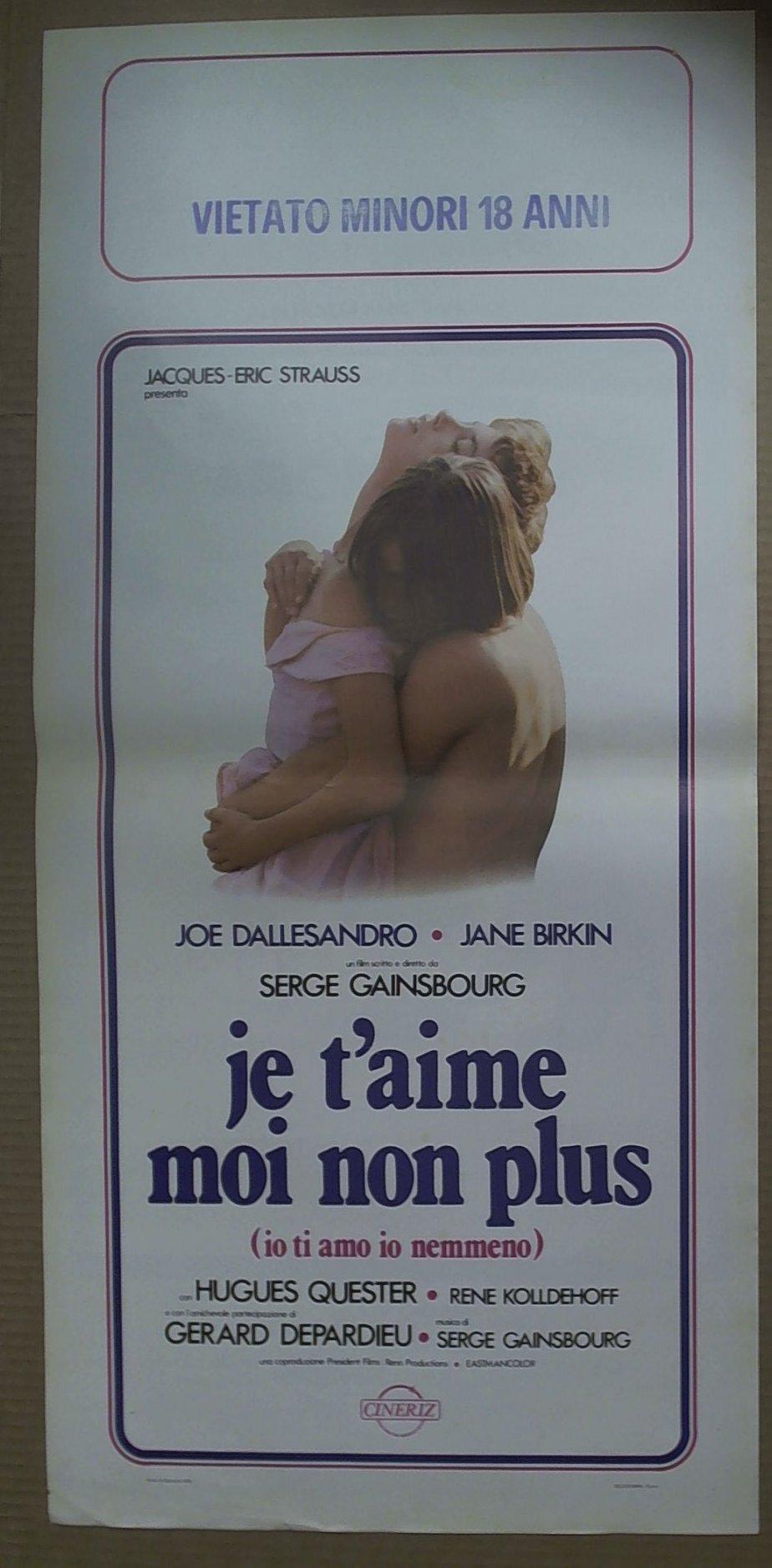 Locandina Je T'aime Moi Non Plus Jane Birkin Gainsbourg