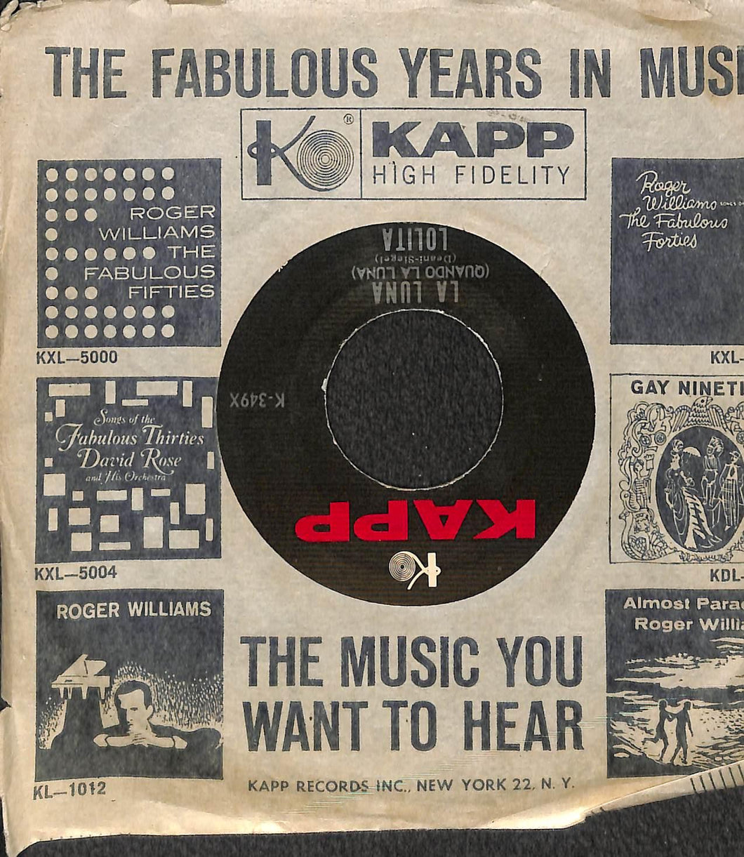 Lolita - Sailor (Your Home Is The Sea) / La Luna Vinile 45 Giri Kapp Records