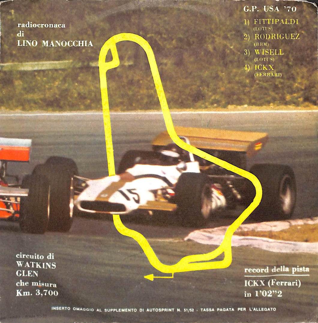 No Artist - Il Gran Premio Degli Stati Uniti Vinile 45 Giri Autosprint 1970 Stampa Italiana
