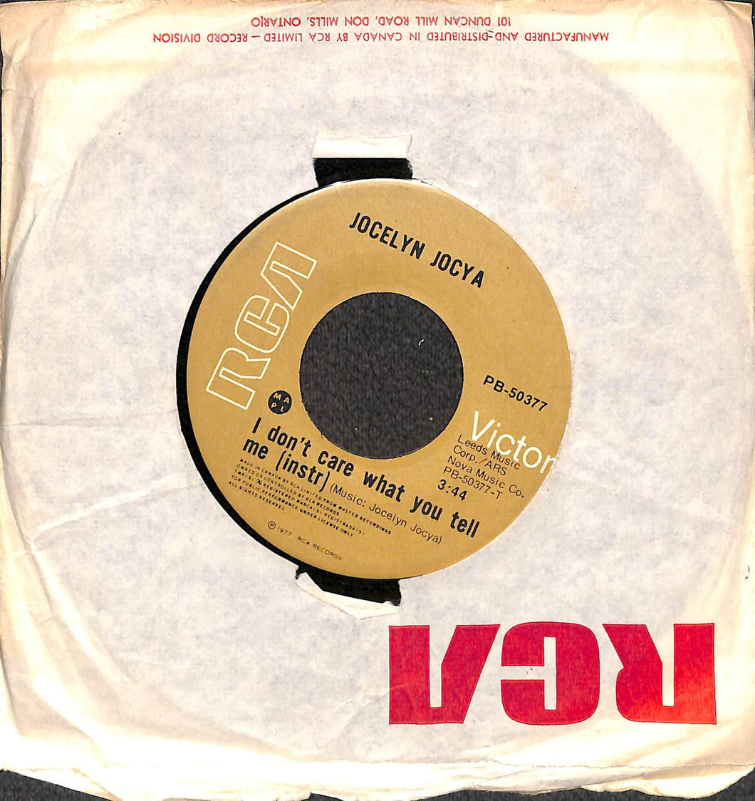 Jocelyn Jocya - I Don't Care What You Tell Me Vinile 45 Giri RCA Victor 1977