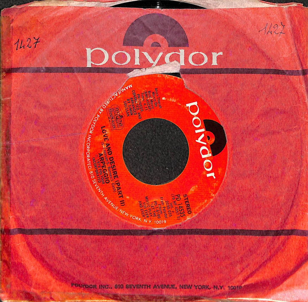 Arpeggio - Love And Desire Vinile 45 Giri Polydor 1978