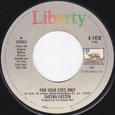 '- Sheena Easton - For Your Eyes Only Vinile 45 Giri Liberty 1981