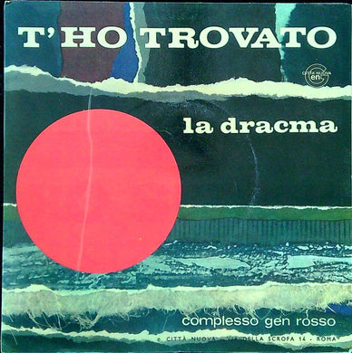 Complesso Gen Rosso - T'Ho Trovato / La Dracma Vinile 45 Giri Città Nuova 1967 Stampa Italiana