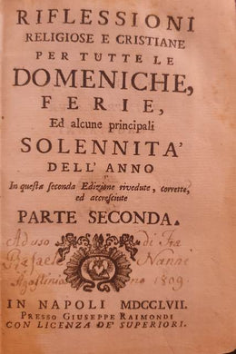 2 Voll: Riflessioni religiose e cristiane.... / Giuseppe Raimondi. 1757