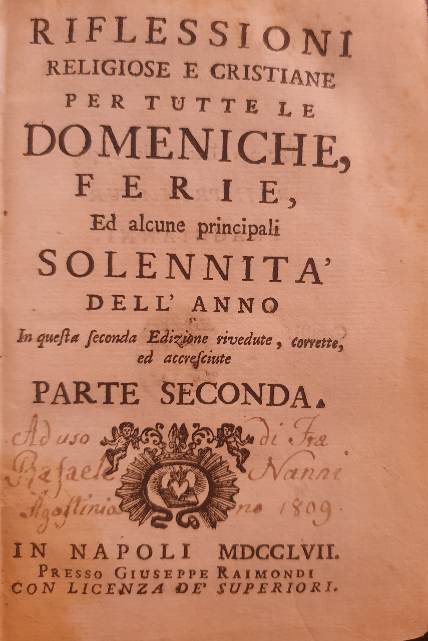 2 Voll: Riflessioni religiose e cristiane.... / Giuseppe Raimondi. 1757