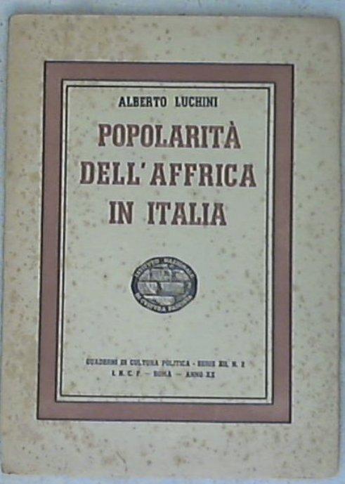 Popolarità dell'Affrica in Italia / Alberto Luchini