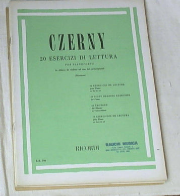 Czerny  20 esercizi di lettura : per pianoforte in chiave di violino ad uso dei principianti / (Marciano)