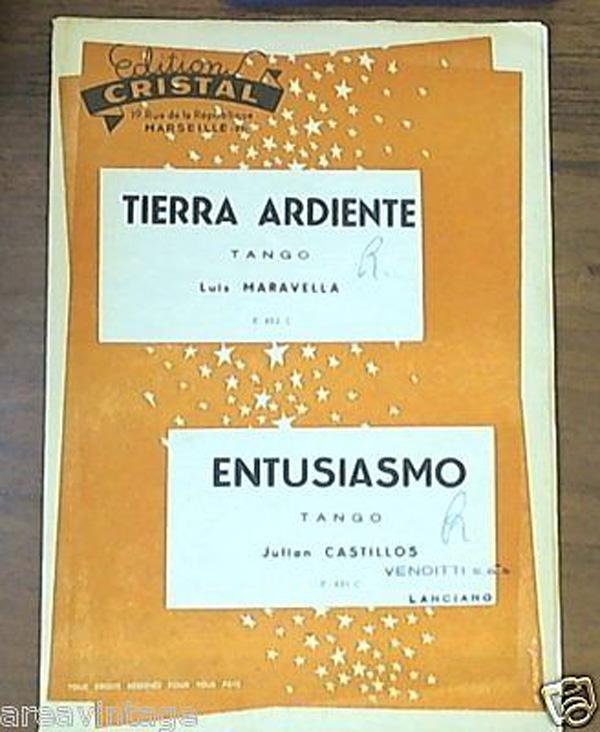spartito edizioni cristal 1956 tierra ardiente / entusiasmo tango