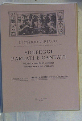 Spartito Solfeggi parlati e cantati Appendice al 3. corso : 15 lezioni sugli abbellimenti / Ciriaco