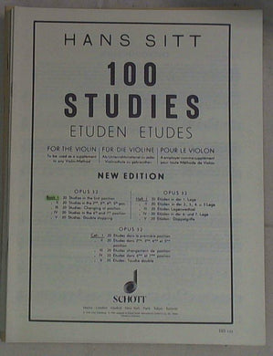 Spartito Hans Sitt.  100 studies for the violin / Book I. 20 studies in the first position.