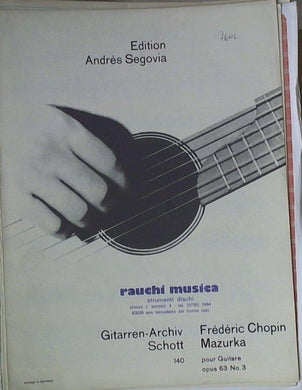 Spartito Mazurka pour guitare : opus 63 No. 3