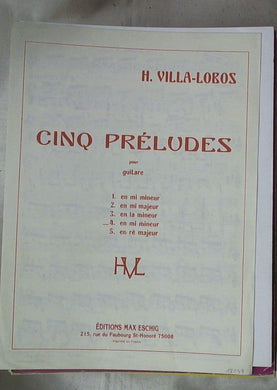 Spartito Cinq pre´ludes : pour guitare / 4, en mi mineur.