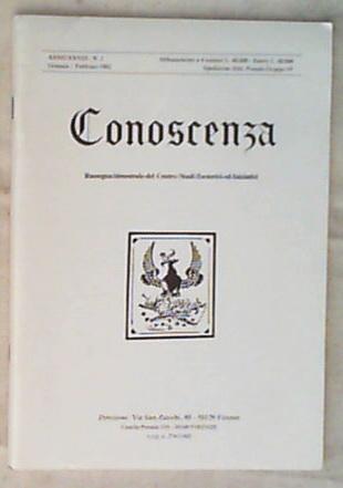 Conoscenza N.1 1992  Rassegna Bimestrale Centro Studi Esoterici