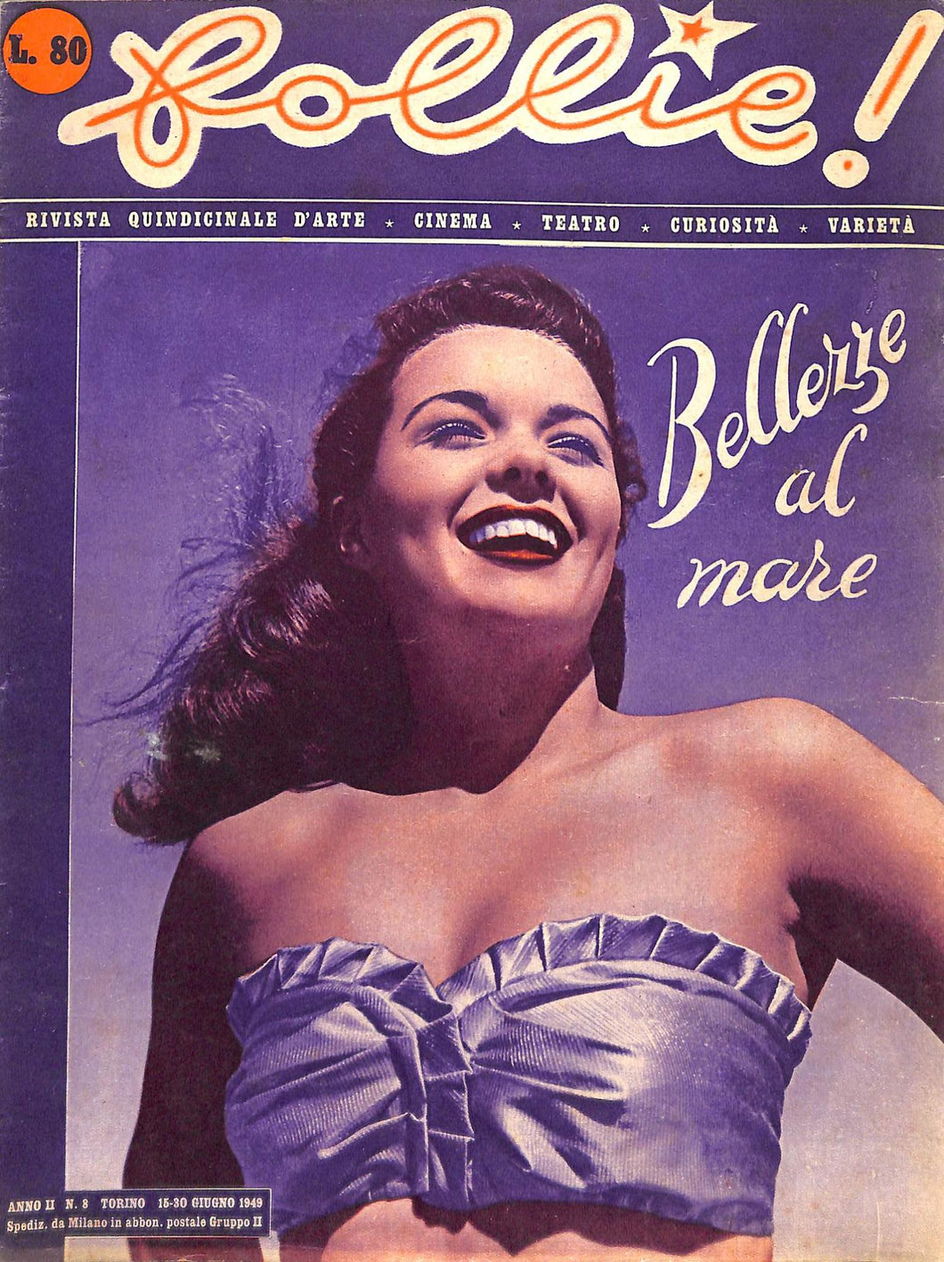 Riviste - Follie N°8 1949 Bates Mayo Lana Turner bellezze al mare