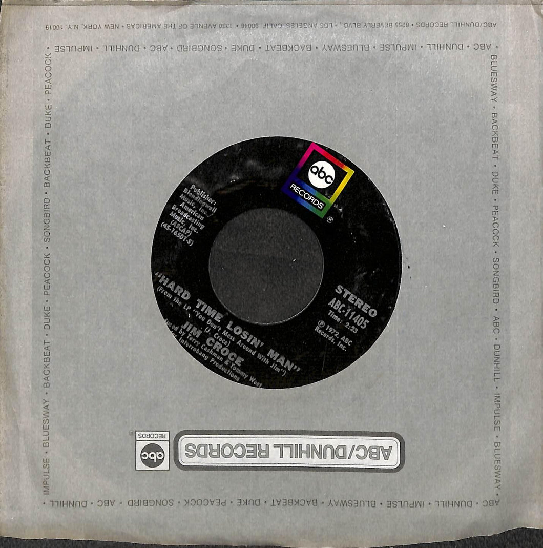 45 giri 7 '' - Jim Croce - Time In A Bottle - ABC-11405