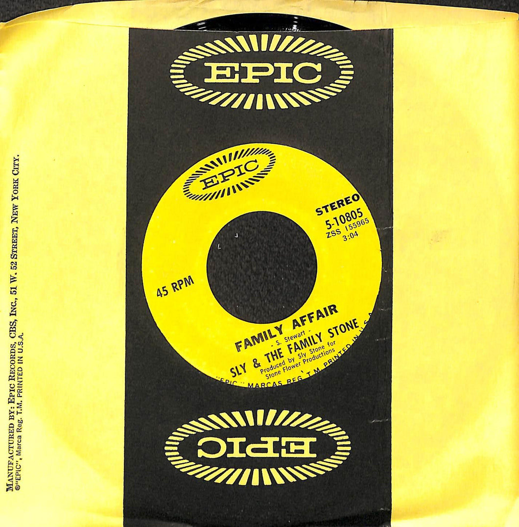 45 giri 7 '' - Sly & The Family Stone - Family Affair / Luv N' Haight Epic - 5-10805