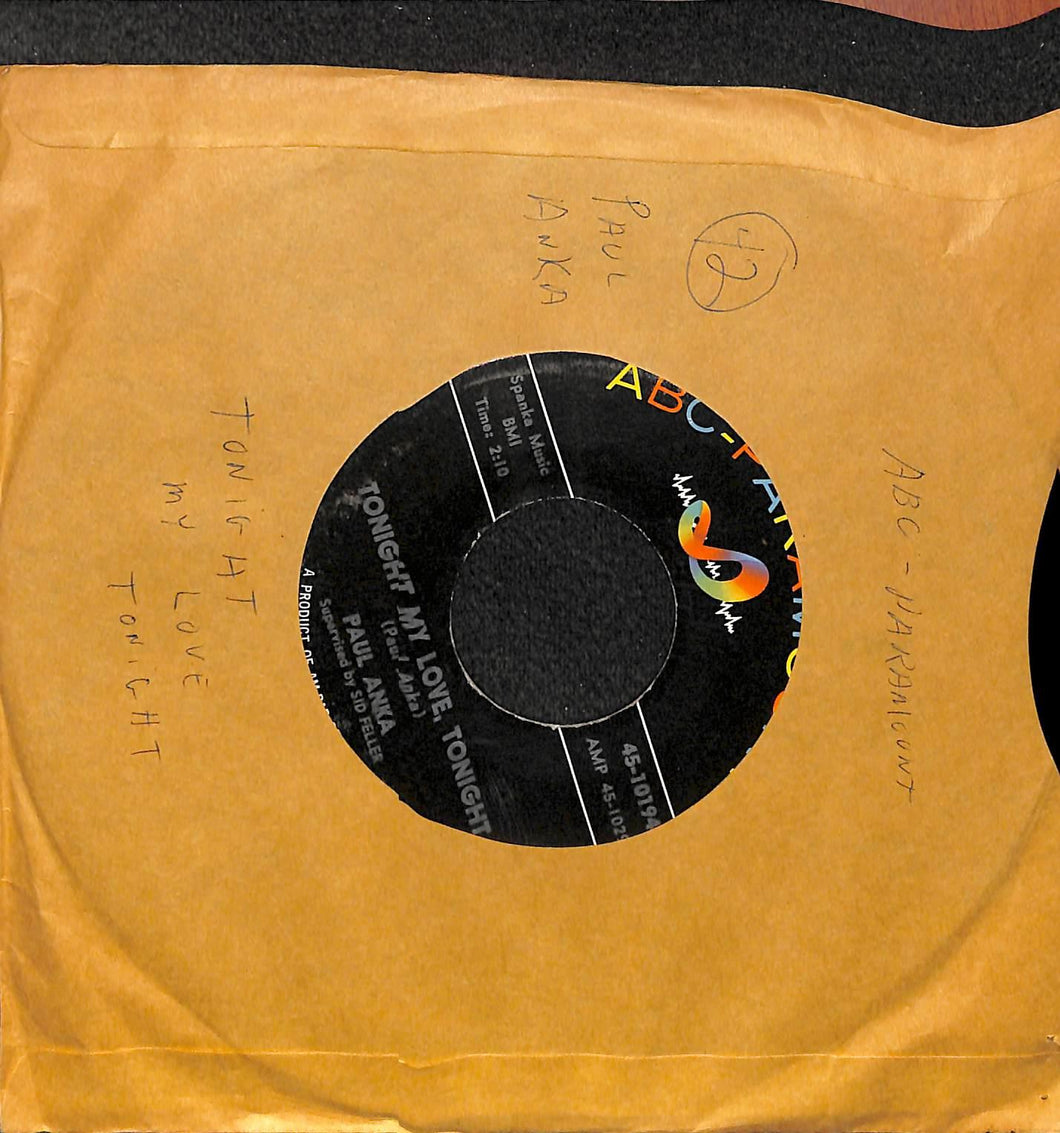 45 giri 7 '' - Paul Anka - Tonight My Love, Tonight