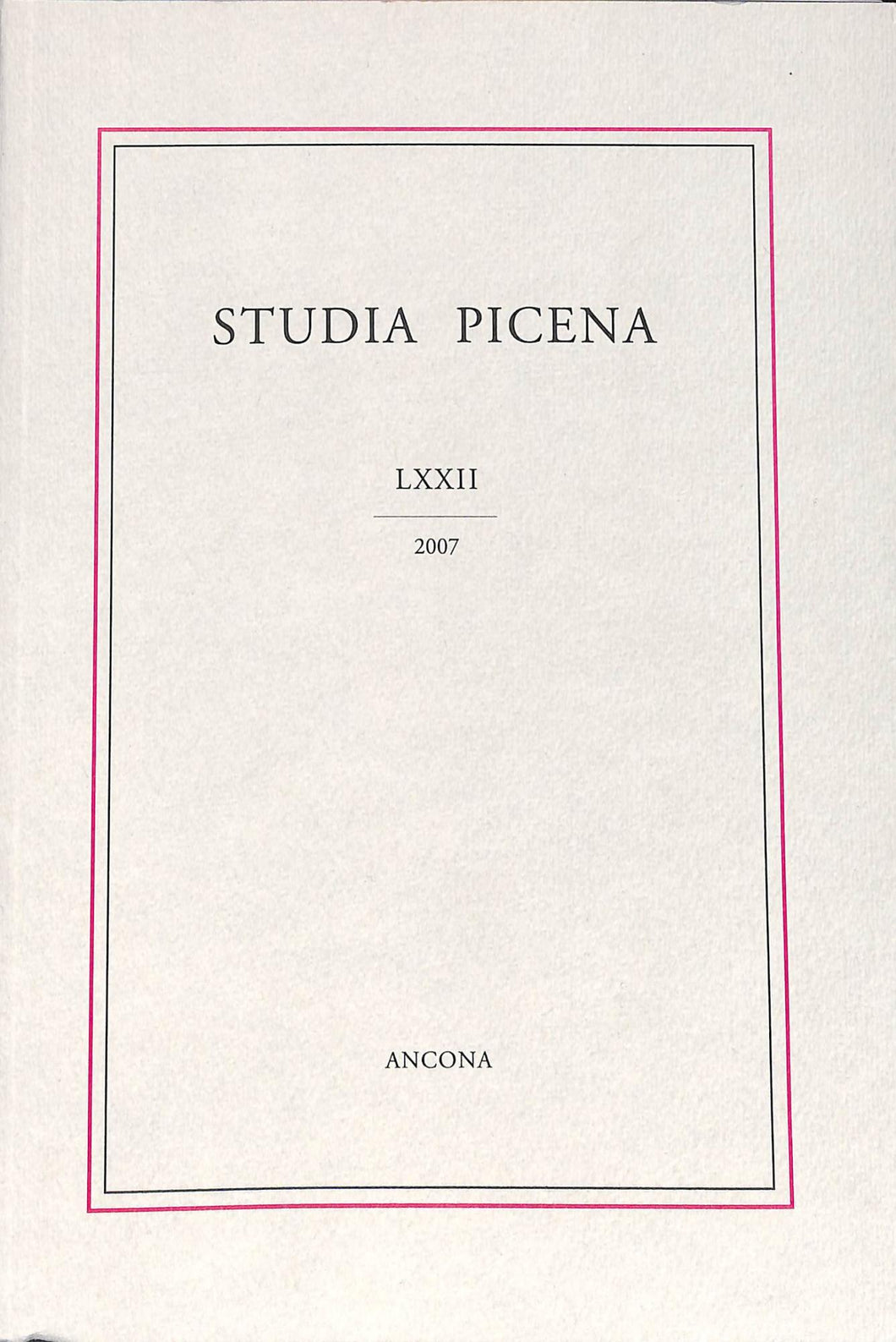 Studia Picena LXXIV 2009 Istituto Teologico Marchigiano Ancona.