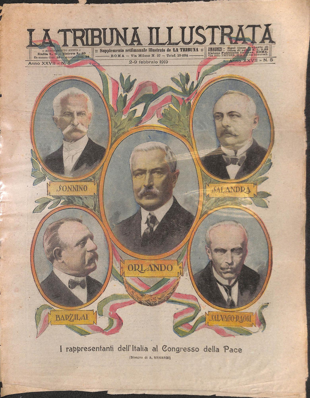 Rivista - La tribuna illustrata numero 5 -  Febbraio 1919