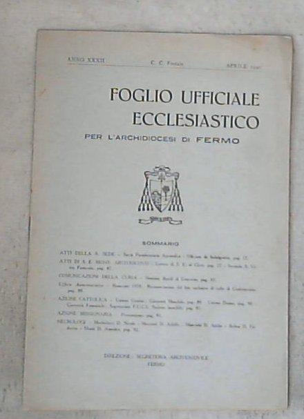 (Marche) Foglio ufficiale ecclesiastico / Archidiocesi di Fermo