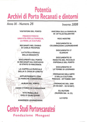 (Marche) Potentia : archivi di Porto Recanati e dintorni Visitatori del porto anno nove numero 26 inverno 2008